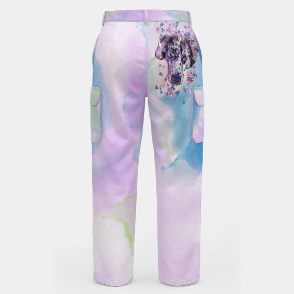 Cargohose mit Aussie - Hose, lang oder kurz, bunt, 100% Polyester, Grösse S-5XL, fester Stoff, Normale Passform, Mischling, Mix, Australian Shepherd